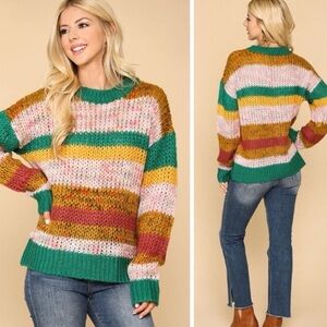 GIGIO Colorful Striped Women's Sweater - Size Small